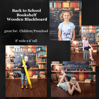 back to school bookshelf wooden blackboard