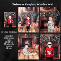 christmas fireplace wood wall