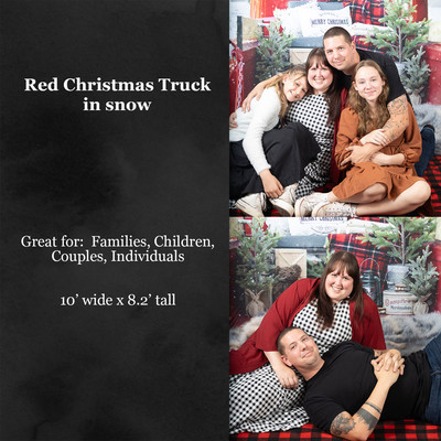 red christmas truck in snow