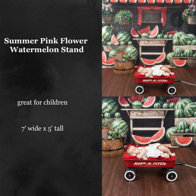 summer pink flower watermelon stand