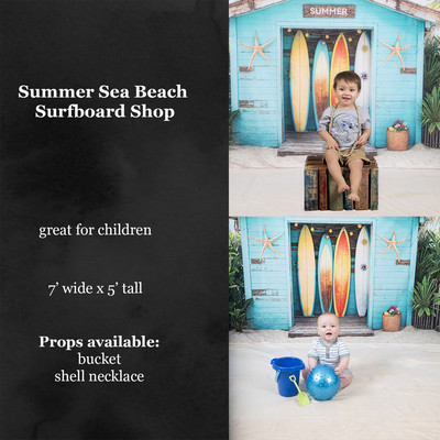 summer sea beach surfboard shop